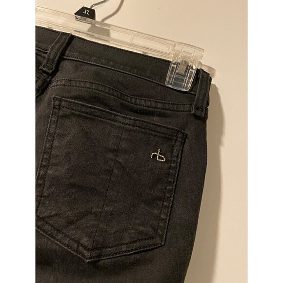 Rag & Bone Black Lamb Leather Detail Panel Skinny Jeans Size 27 Ostwald Ankle - Picture 7 of 9